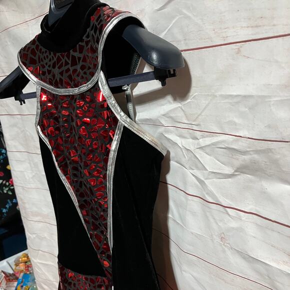 “Aftermath” Red shattered sequin spandex Dance/Performer Costume Adult Small - Picture 4 of 7